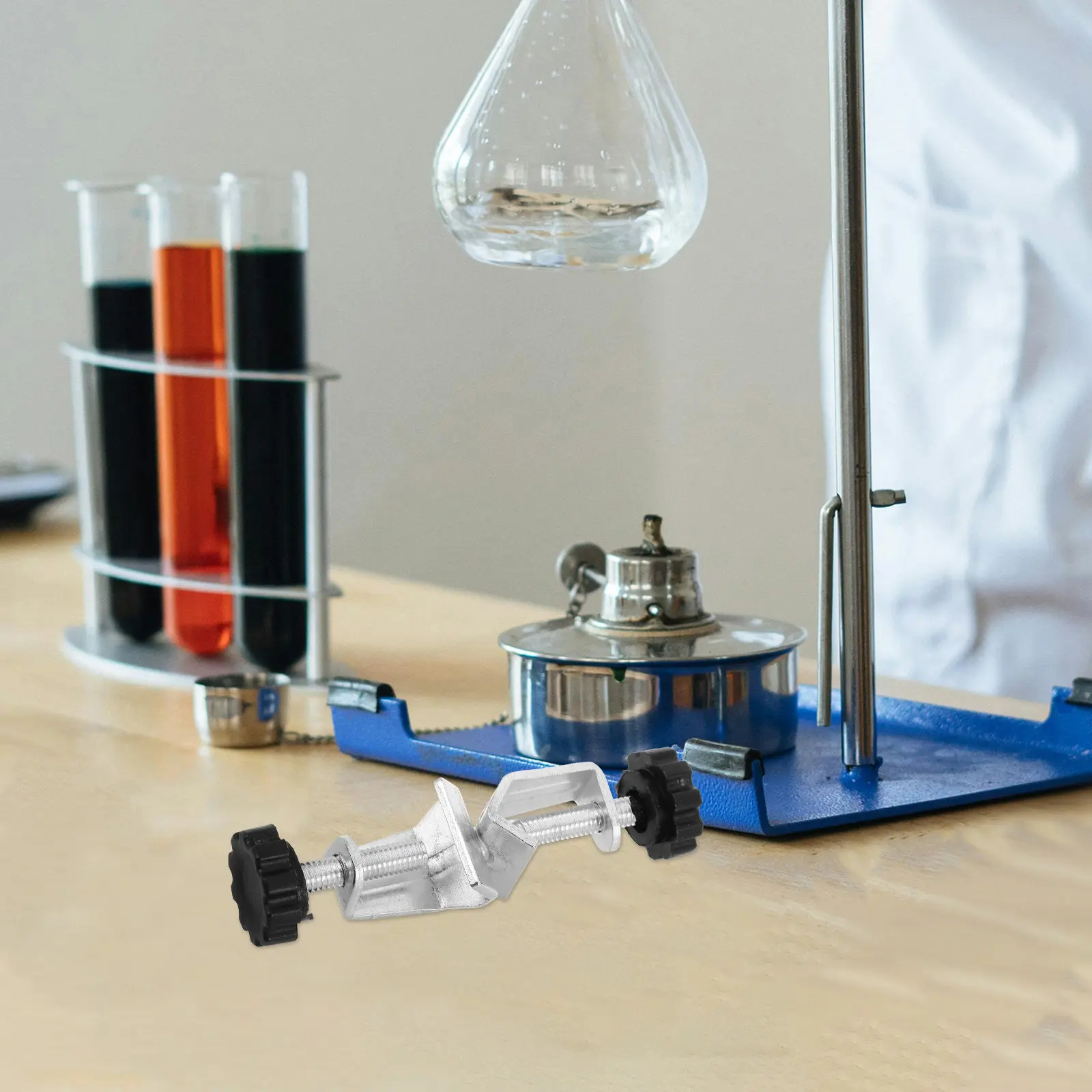 Lab Clamp for Lab Stands – Dual Adjustable Screw, Flask Test Tube Funnel Holder, Stable Mounting Equipment