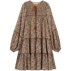 Robe ample de style coréen pour femmes enceintes, à fleurs, longues blouses amples à volants, patchwork, chemises de maternité en mousseline de soie, robes de grossesse