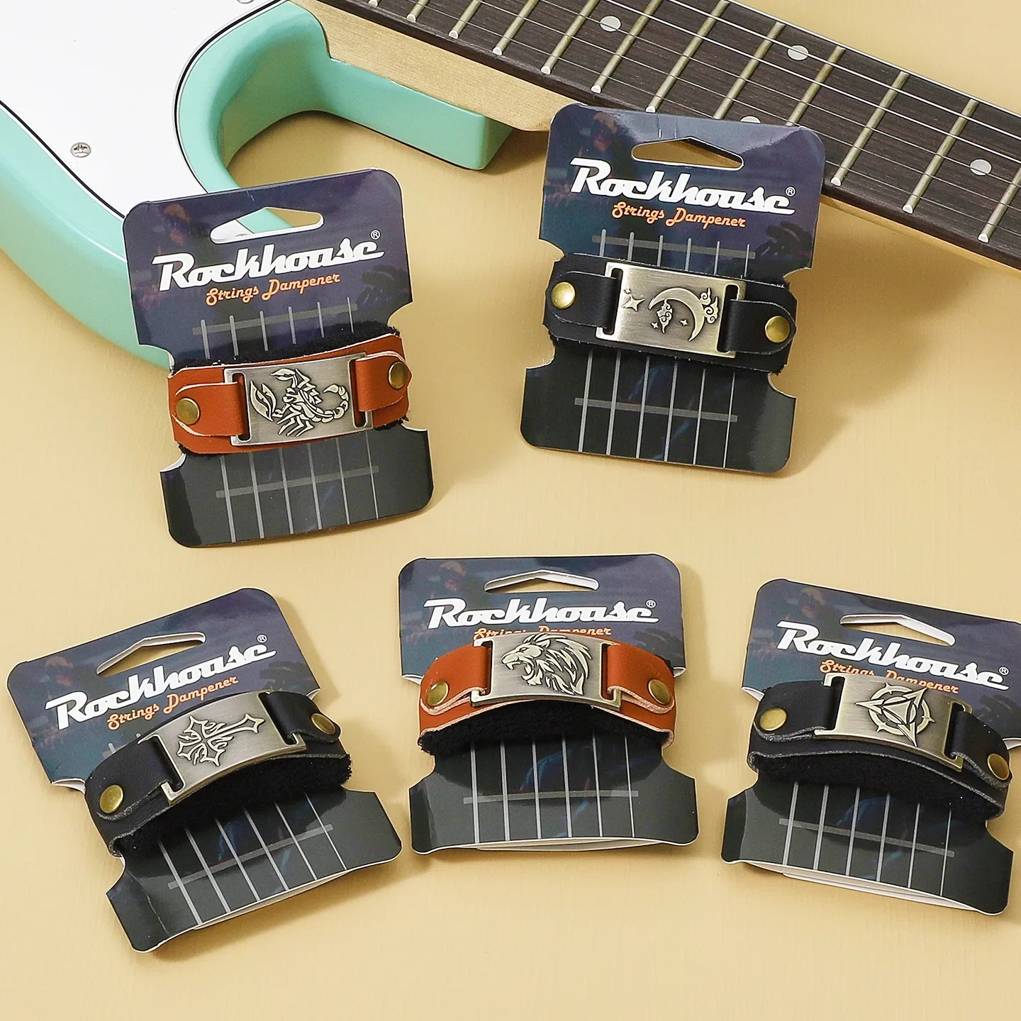 Cinta de amortiguación para guitarra, bajo, ukelele, instrumentos de cuerda, para silenciar cuerdas de guitarra, amortiguador de ruido, envolturas con patrón opcional