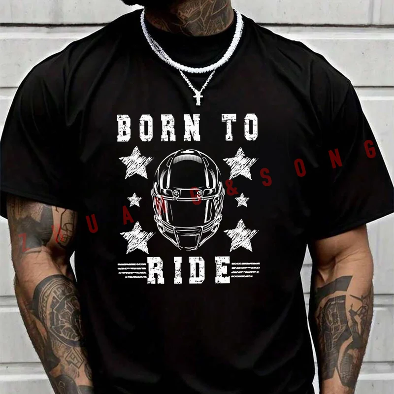

Мужская футболка 2026 Motocycle Born To Ride, винтажная одежда, простые мужские забавные футболки, повседневная одежда в стиле Харадзюку