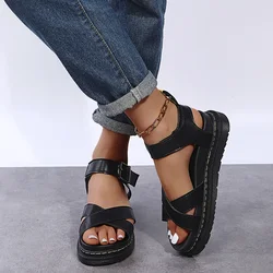 2022 Summer Casual Shoes Woman Platform Sandals Soft Leather Women Open Toe Thick Bottom Wedges Sandal Gladiator Womens Shoes