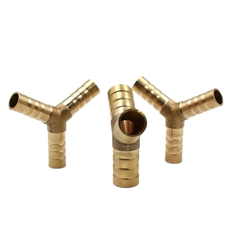 3 WAY Fuel Water Air Pipe TEE CONNECTOR Pneumatic Connect Plug Socket for Air Gas Oil 6-12mm BRASS Y type Hose Joiner Piece