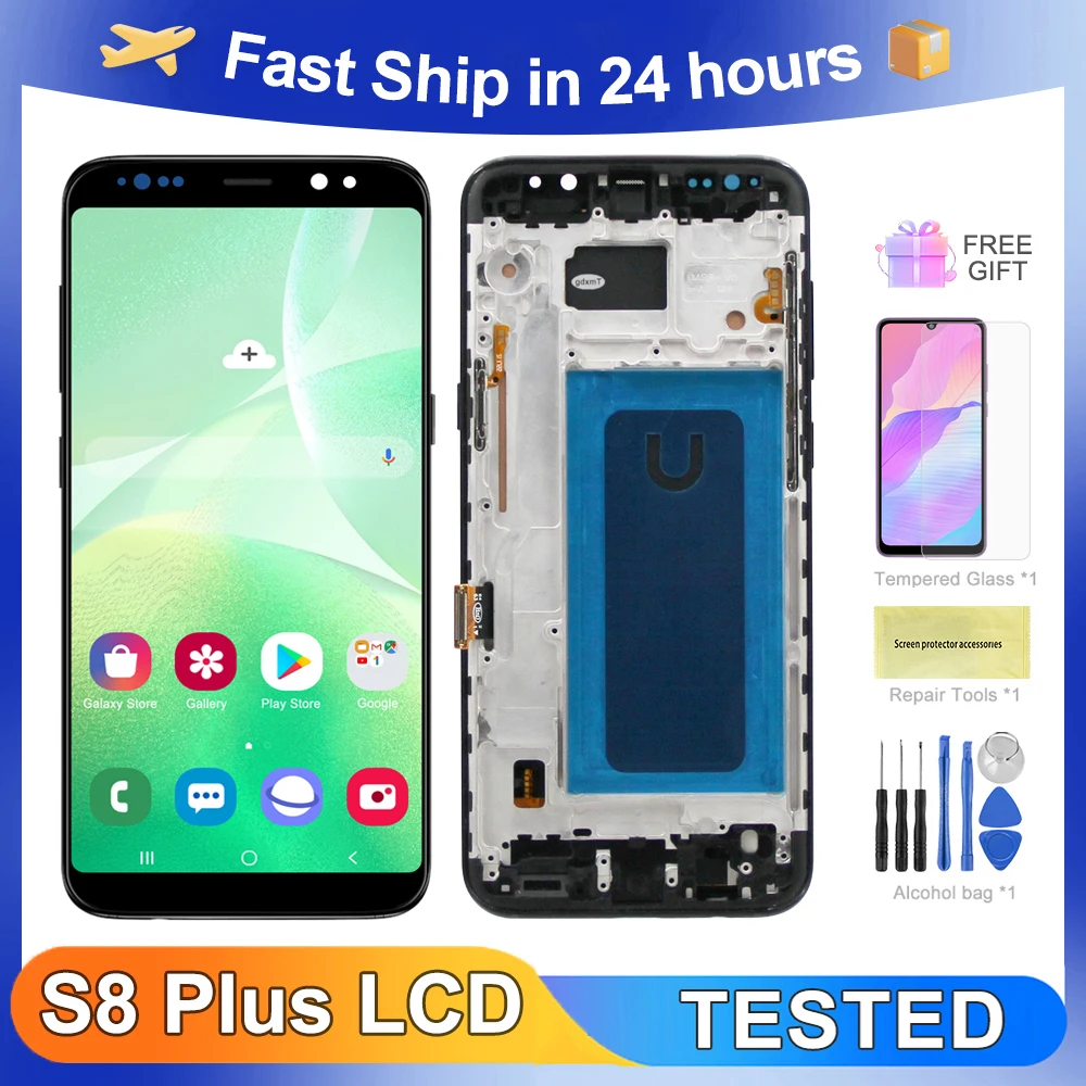 For Samsung S8 Plus Tested For S8+ G955W G955A G955 G955N G955F LCD Display Touch Screen Digitizer Assembly Replacement