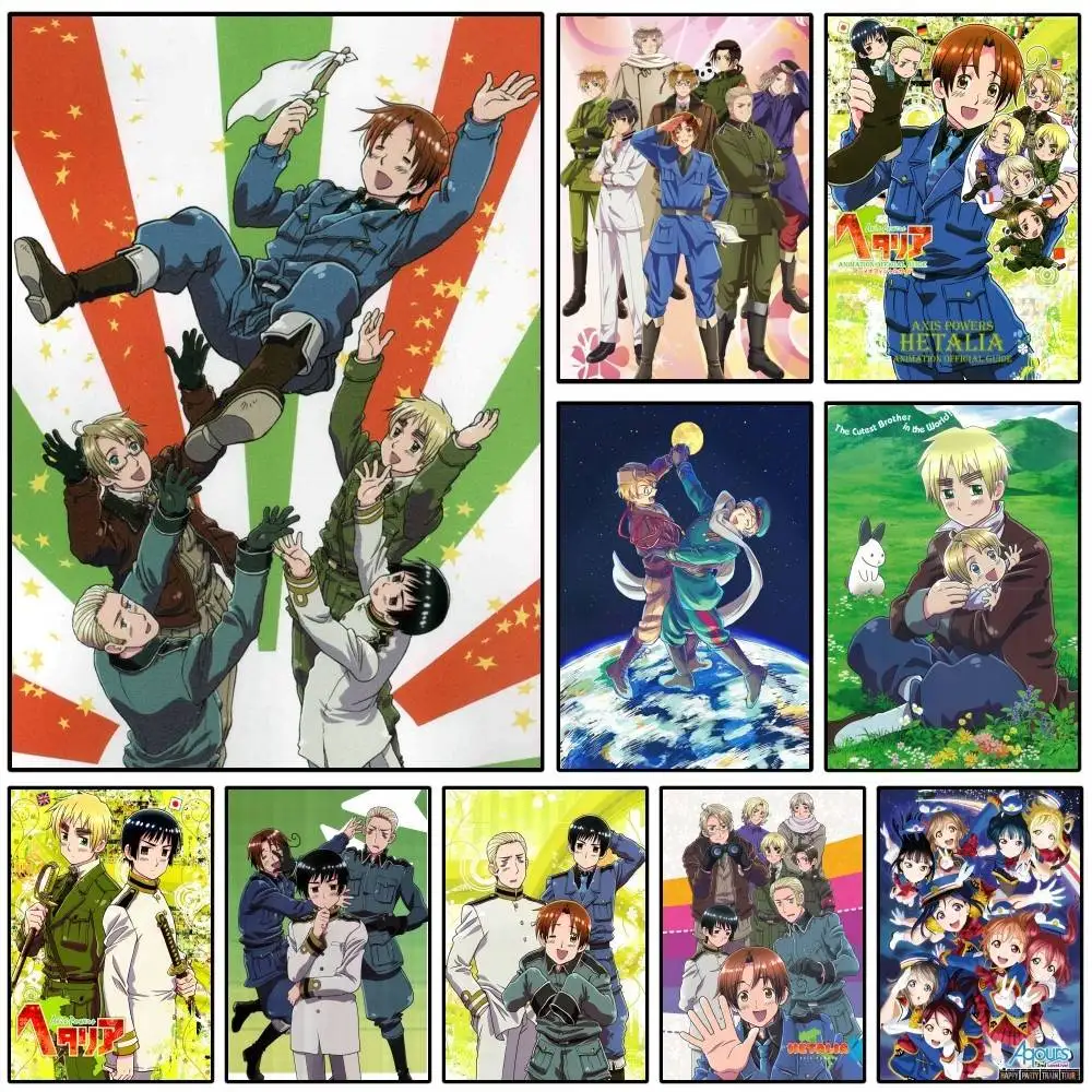 Póster de Anime Hetalia Axis Powers, arte autoadhesivo, pegatina de papel impermeable, decoración de pared de habitación, cafetería, Bar, 1 ud.