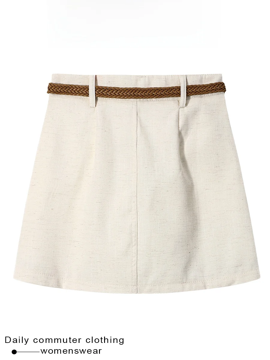 High Waist A-Line  Skirt Women's Summer Belted Slimming Bodycon Skirt Korean Style Minimalist Fashion Commute Skirt
