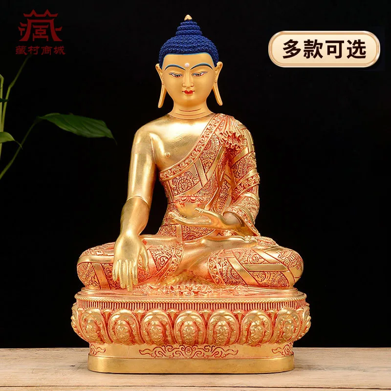 Gilt Bronze Sculpture of Buddha, Tibetan Shakyamuni Craft Ornament