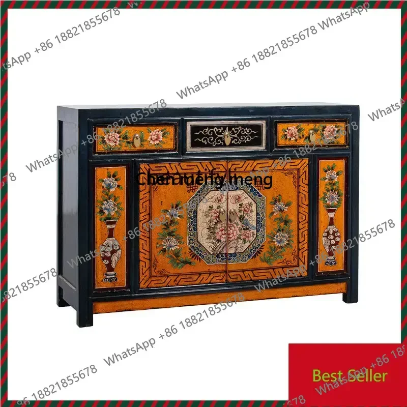 

xzzpainted storage entrance cabinet, new Chinese style old furniture, living room storage entrance cabinet
