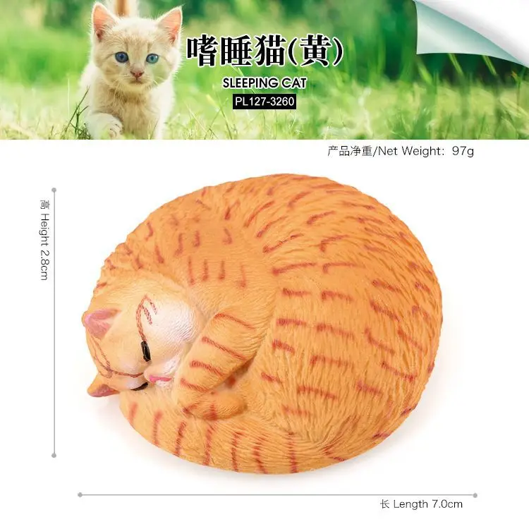 Simulation animal cat model, domestic cat pet cat sleepy cat, solid static children's toy animal ornament figure