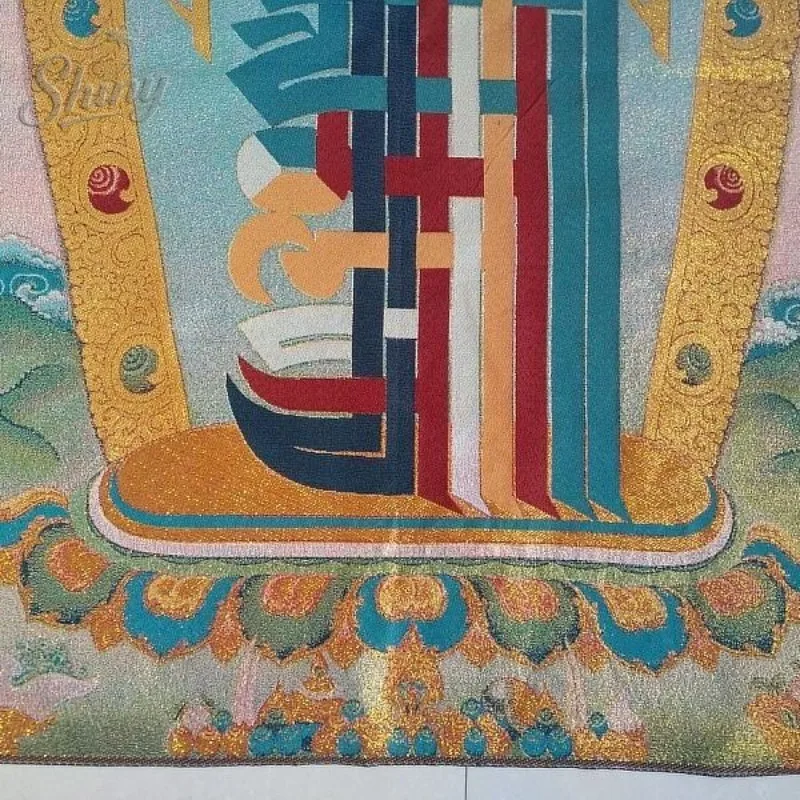 35.4″Ten Forms of Freedom in Esoteric Buddhism Brocade Tibetan Tangka Embroidery Painting Gold Thread Embroidery Hanging Picture