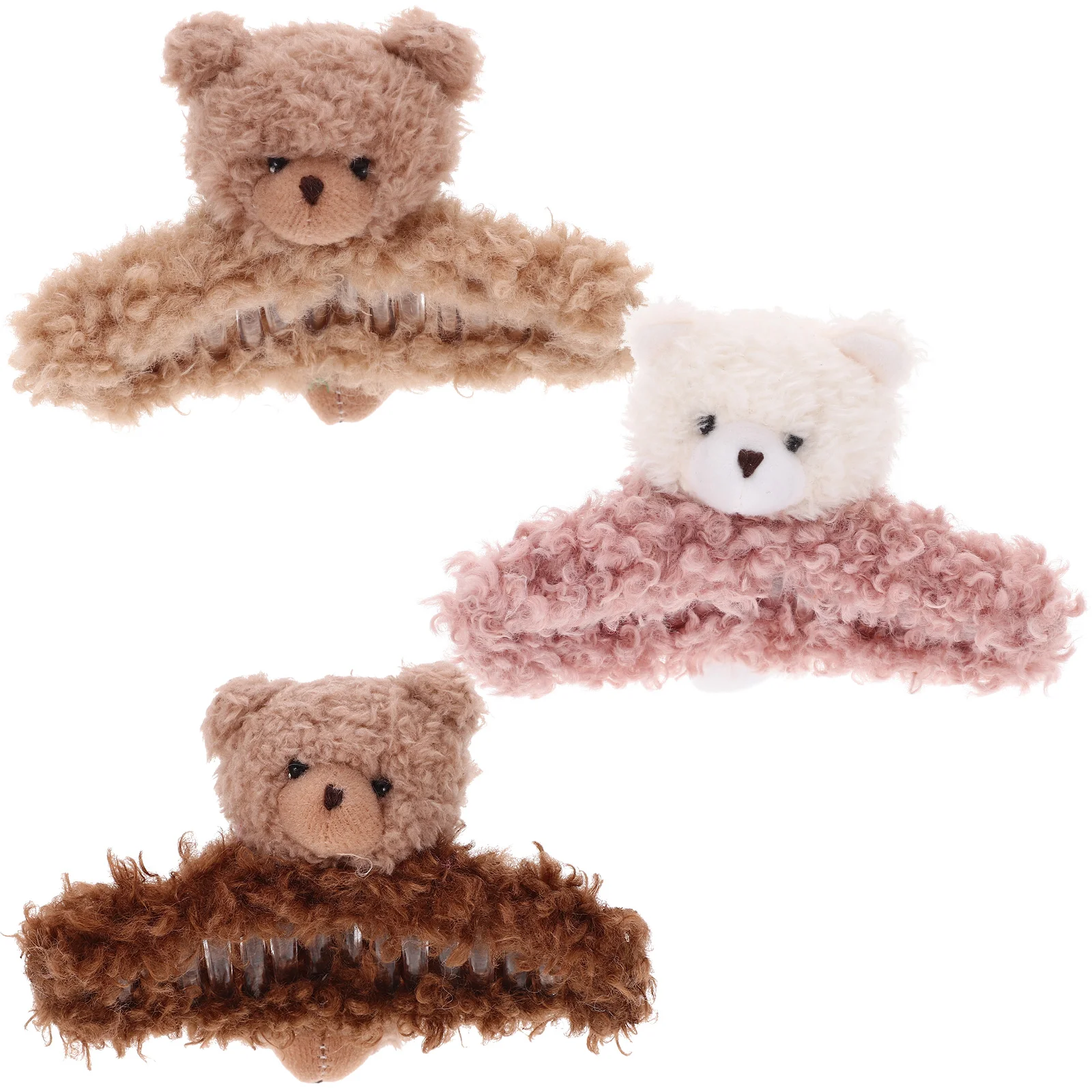 Plush Bear Gripper Long Hair Clip Claw Clips Jaw for Women Clamps Thin Thick