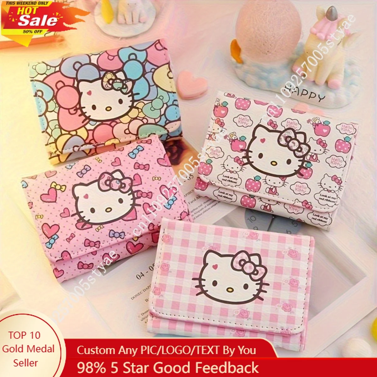 Sanrio Hello Kitty 1pc Wallet Cute Hello Kitty Card Holder with Multiple Slots and Coin Purse Lightweight Trifold Design