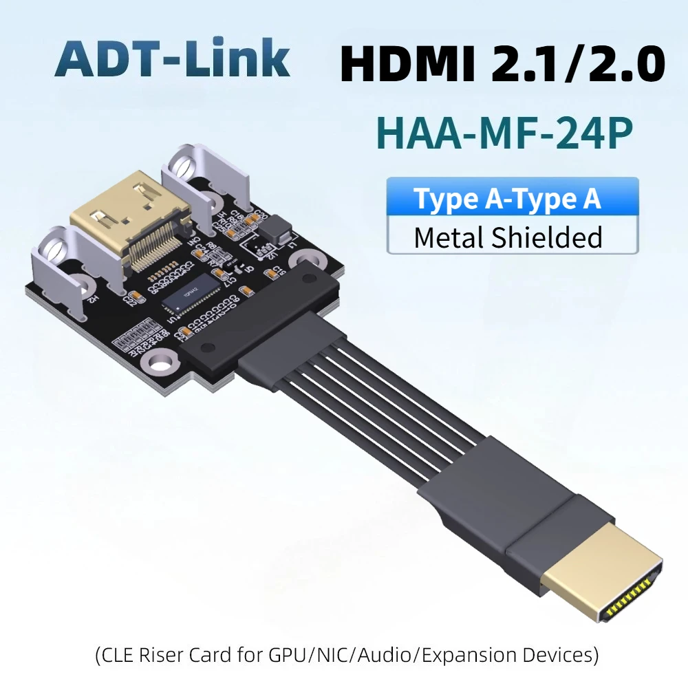 ADT Shielded HDMI 2.1 HD2.0 Male To Female A-Type Built-in Flat Extension Cable For 2K/240hz 4K/144Hz 8K For HDTV Video Extender
