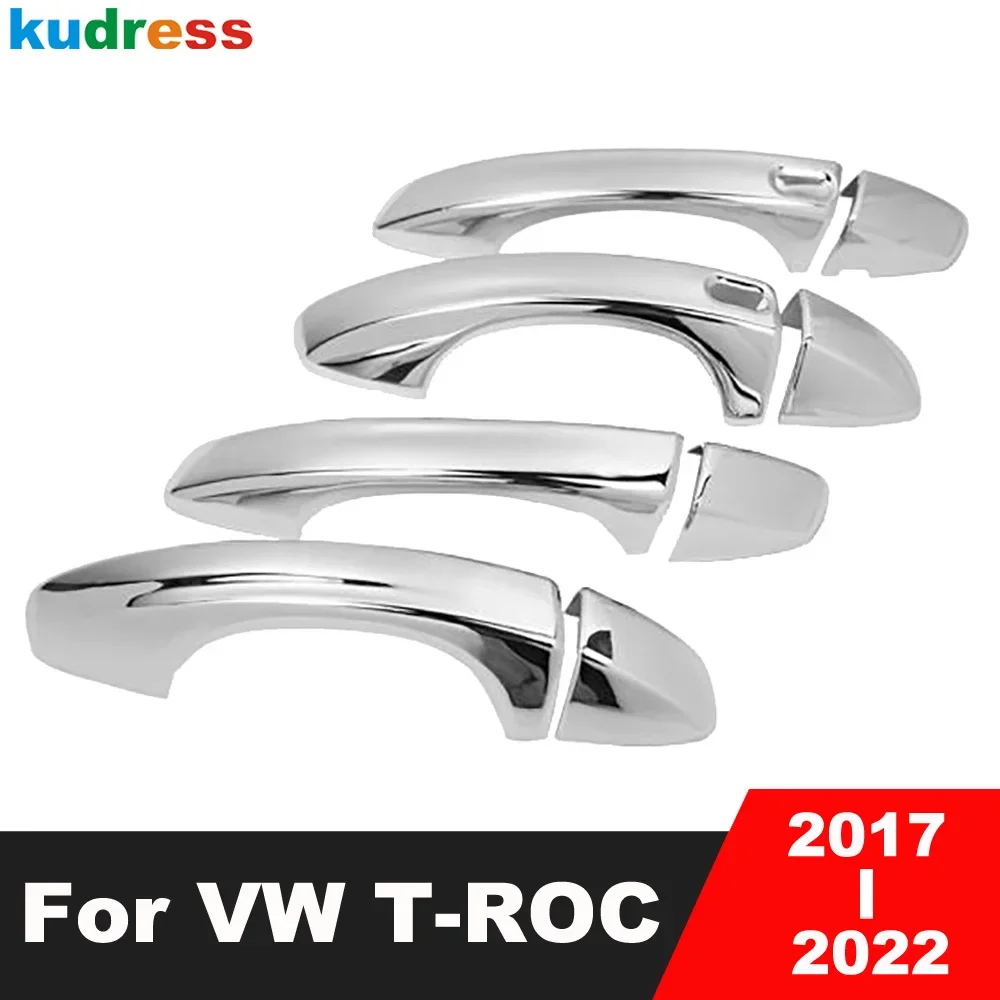 Side Door Handle Cover Trim For Volkswagen VW T-ROC TROC 2017 2018 2019 2020 2021 2022 Chrome Car Styling Exterior Accessories