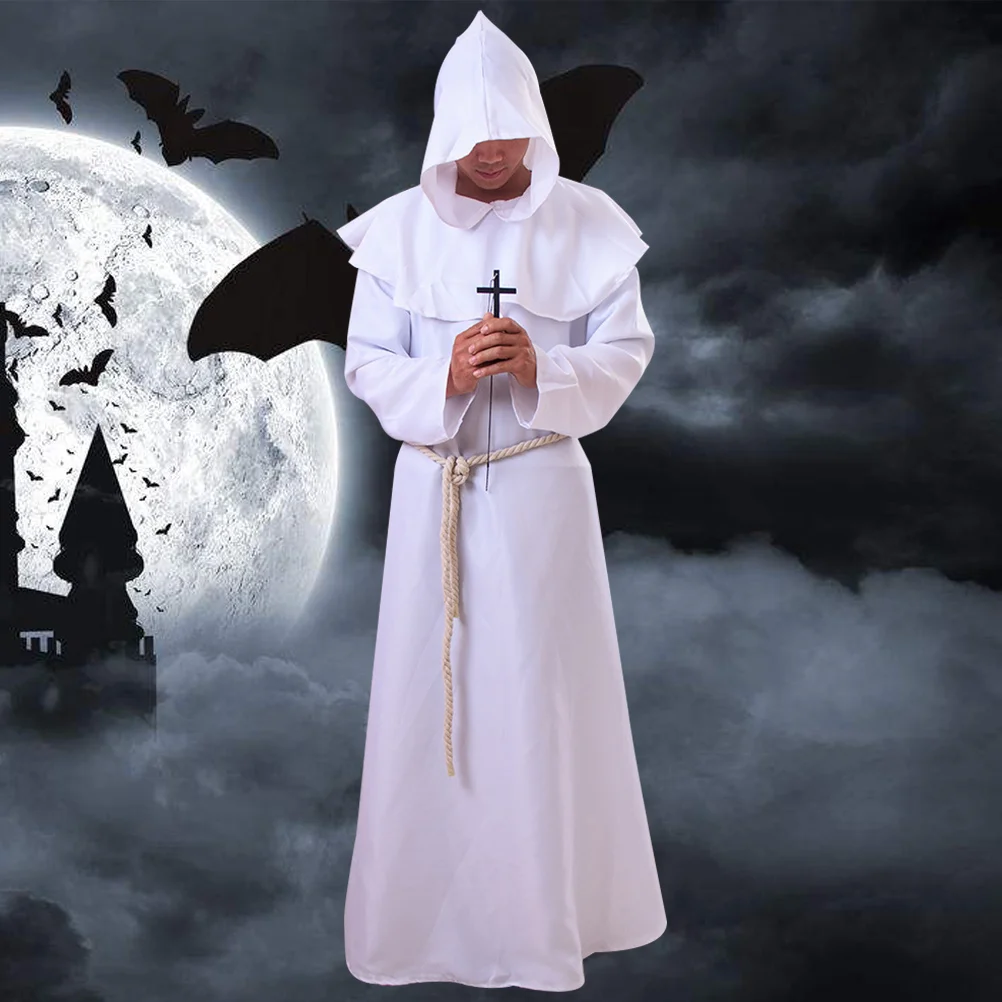 Halloween Costumes Wizard Uniform Cosplay Suit Cloak Demon Medieval Monk Robe Miss Man