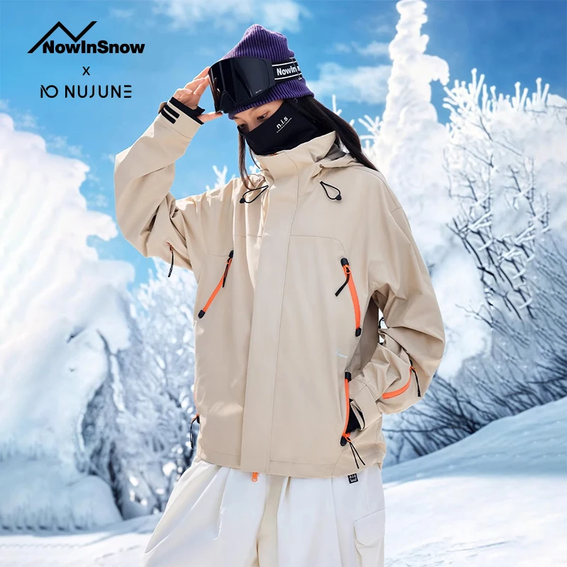 NuJune X NIS Ski Suit Women's Professional Insulated Jacket Waterproof Windproof Outdoor Loose Fit Snowboard Ski