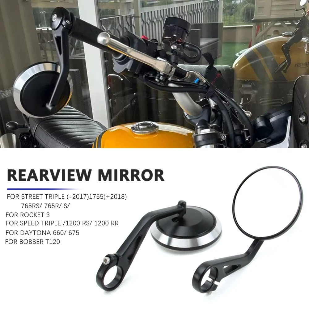 

Motorcycle CNC Handlebar Rearview Side Mirrors Bar End Mirror Kit For Street Triple S 765 765RS 765R Bobber T120 Daytona 660 675