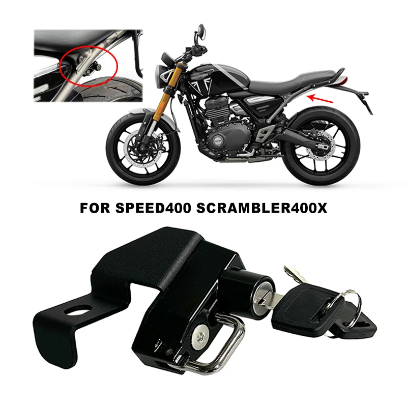 

NEW Motorcycle Helmet Lock Anti-theft Security Mount Hook For Speed400 Scrambler 400X Speed 400 Scrambler 400X 2024-2025