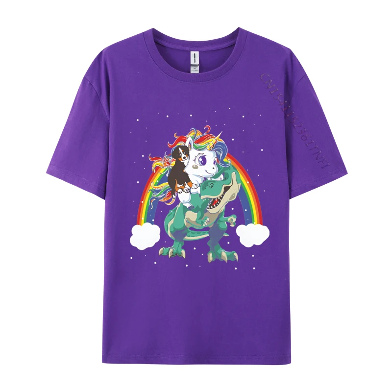 Fashion Casual T-shirt Bernese Mountain Unicorn Riding Dinosaur T-shirts Loose Fitting Brothers Men's T-shirt