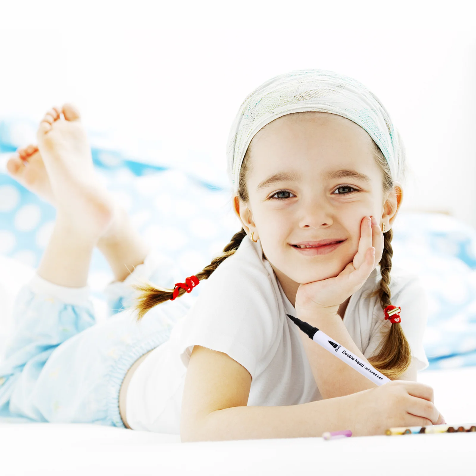 

1Set 12 Colors Marker Pen Double Head Water-Based Paint Pens Quick Dry Opaque Glossy Finish Drawing Painting