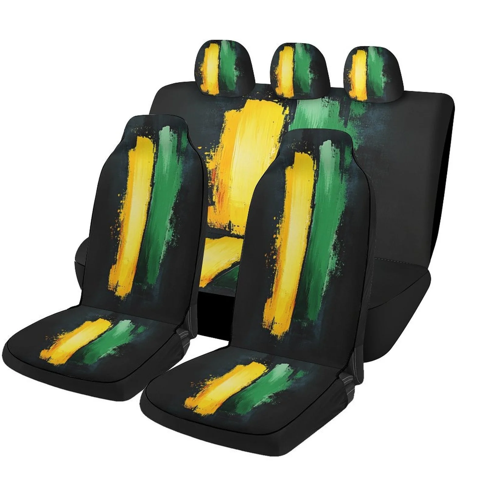 

Abstract Colorful Jamaica Themed Car Seat Covers Set For Most Cars, Fashionable Decorative Car Seat Protector Covers Full Set, U
