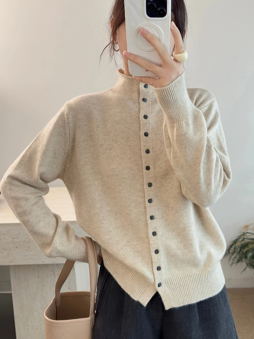 Ladies' Knitted Open Cardigan Loose Soft Cozy Spring Autumn New Style Leisure Style Small Stand Collar Slimming Sweater Jacket