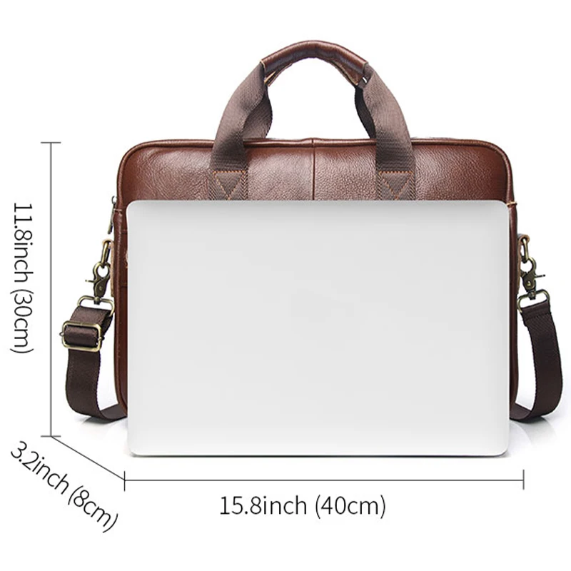 Borsa per valigette in vera pelle retrò per uomo Borsa per computer da ufficio da 15,6 pollici Borse vintage Valigetta per laptop
