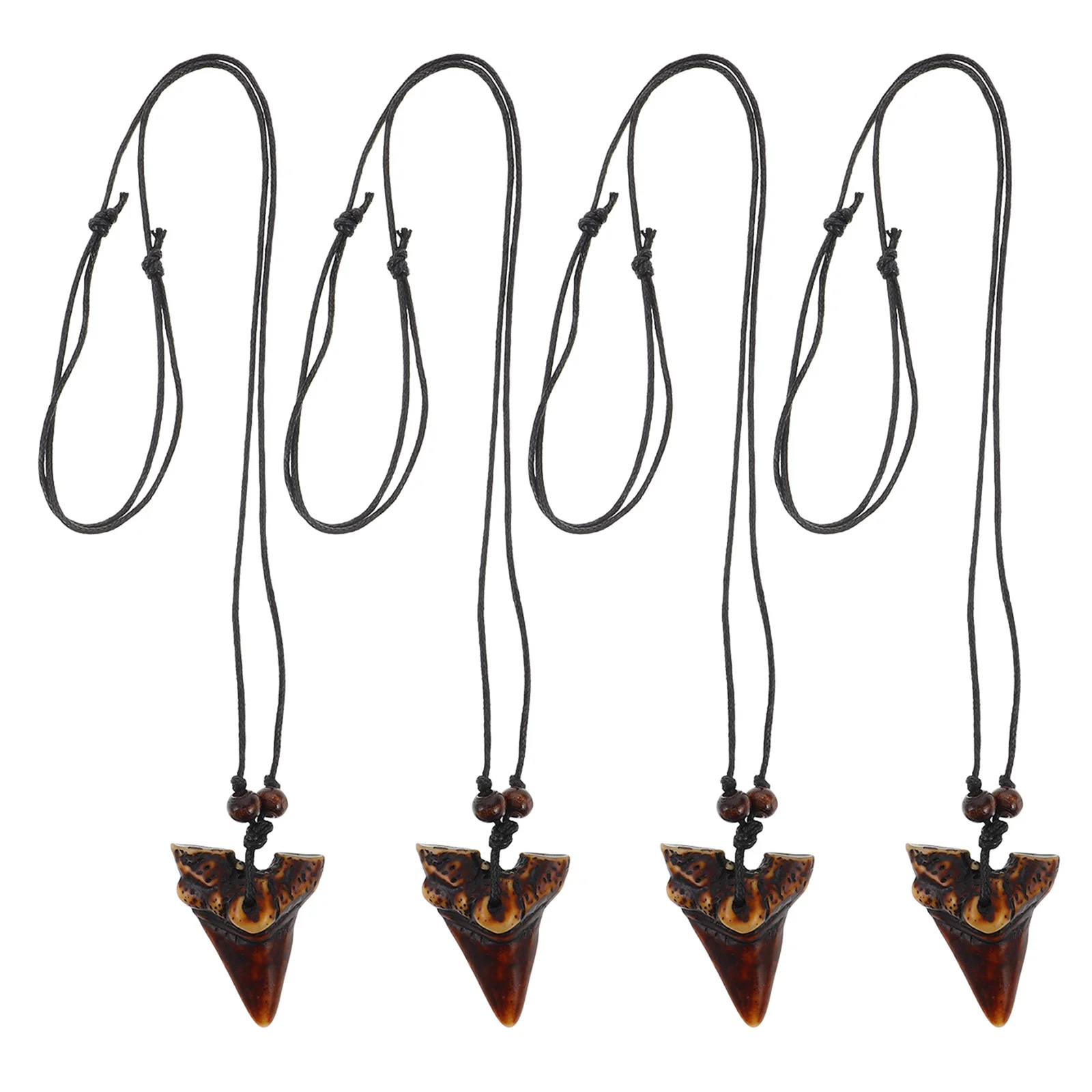 الراتنج القرش الأسنان قلادة منحوتة الخرز الخشبي الشاطئ تصفح المجوهرات للرجال الأولاد قابل للتعديل قلادة خمر نمط كول المختنق #5