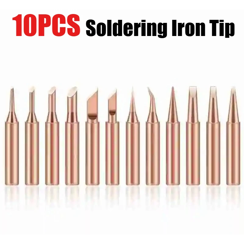 10Pcs Soldering Iron Tip Pure Copper 900M Soldering Iron Head Set Inside Hot Bare Copper Electric Soldering Iron Welding Tools
