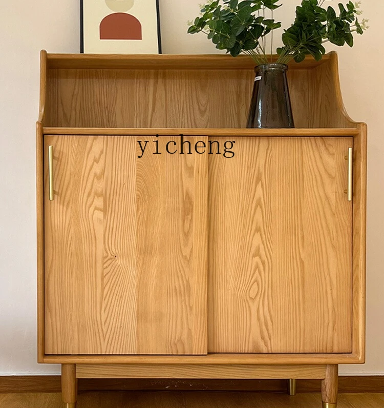 

ZYA Modern Minimalist Solid Wood Shoe Cabinet Large Capacity Entrance Cabinet Living Room Natural Wood Style Storage Cabinet