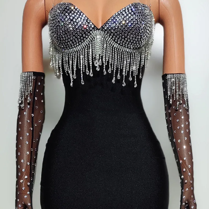 Costume Nightclub Bar Fringed Slim Fit Dress Banquet Birthday Party Prom Evening Vestido De Fiesta Graduación Abendkleider Luxus