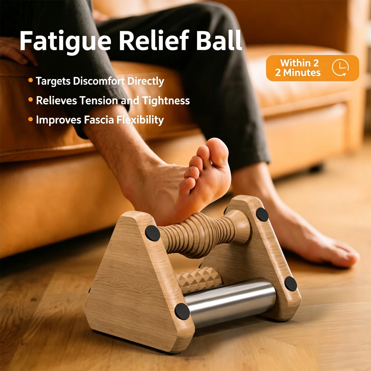 Wood Foot Massager Roller Cold Therapy Ice Gel Foot Roller for Plantar Fasciitis Relief Reflexology Acupoint Massage Relaxation - view 2