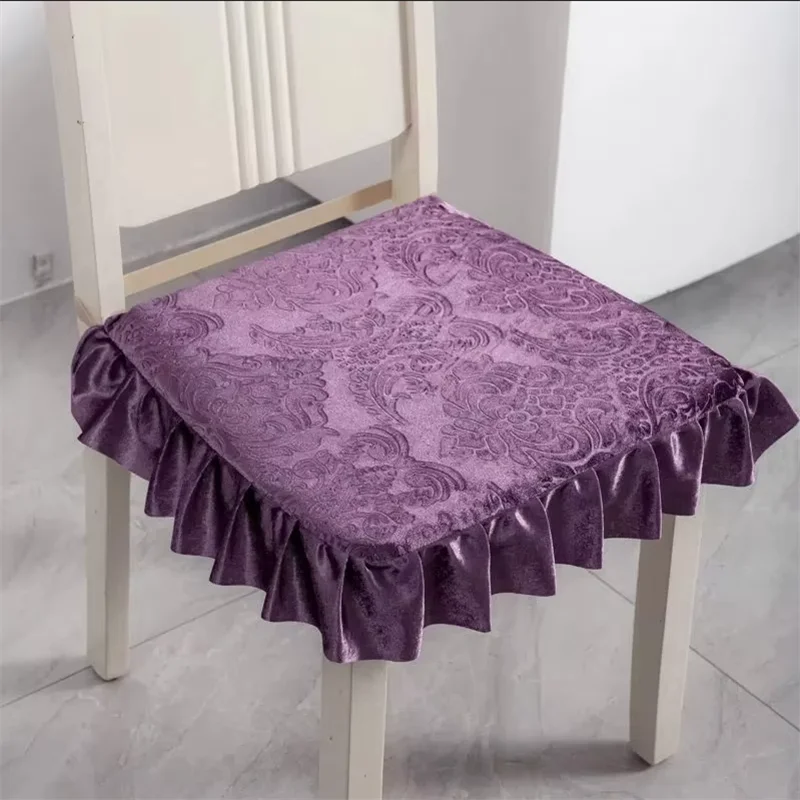 Universal Home Cushion High-quality Dining Chair Four Season Anti-slip Pad Modern Simple Style Lace Solid Color Office Stool Mat