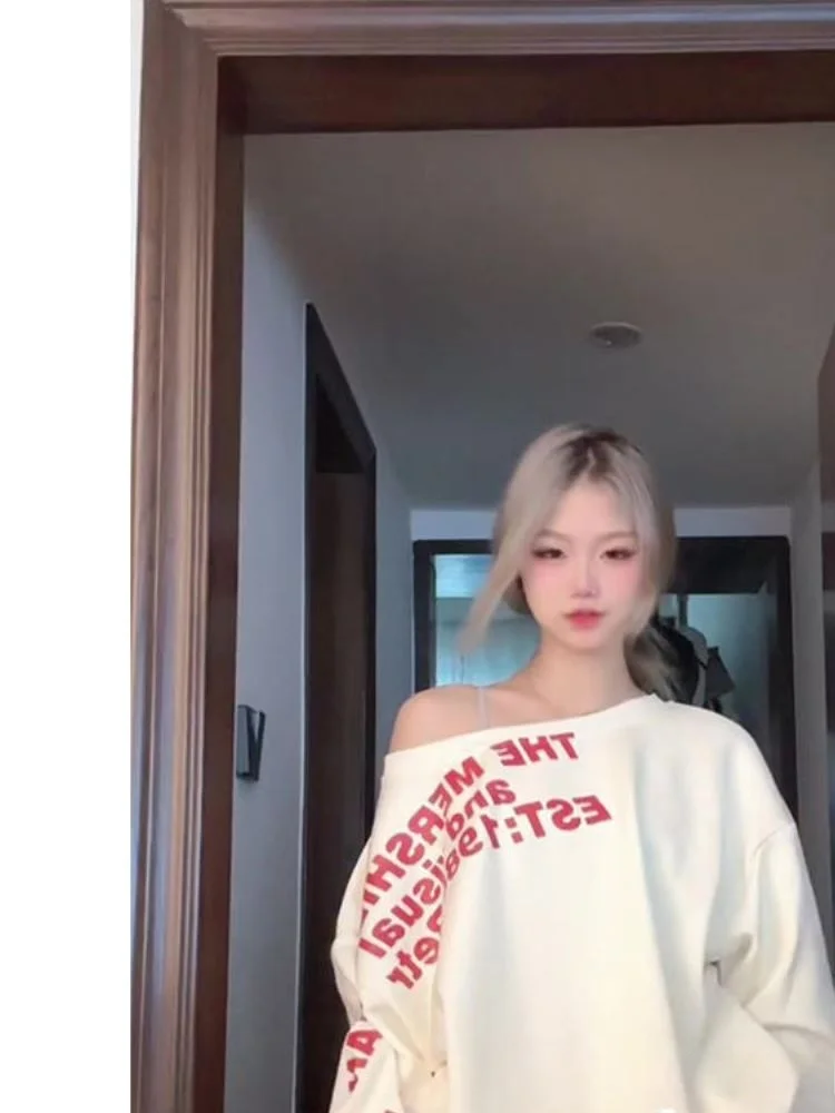 

Американский модный женский худи с открытыми плечами и длинными рукавами в корейском стиле, суперпопулярный, высокого качества, стильный.