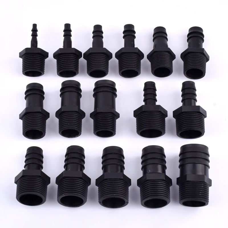 

PP Черный 4 ~ 25 мм Прямой соединитель G1/2 "3/4" Наружная резьба Садовая ирригационная водяная трубка Зубчатый соединитель Адаптер для аквариумного бака Шланговое соединение
