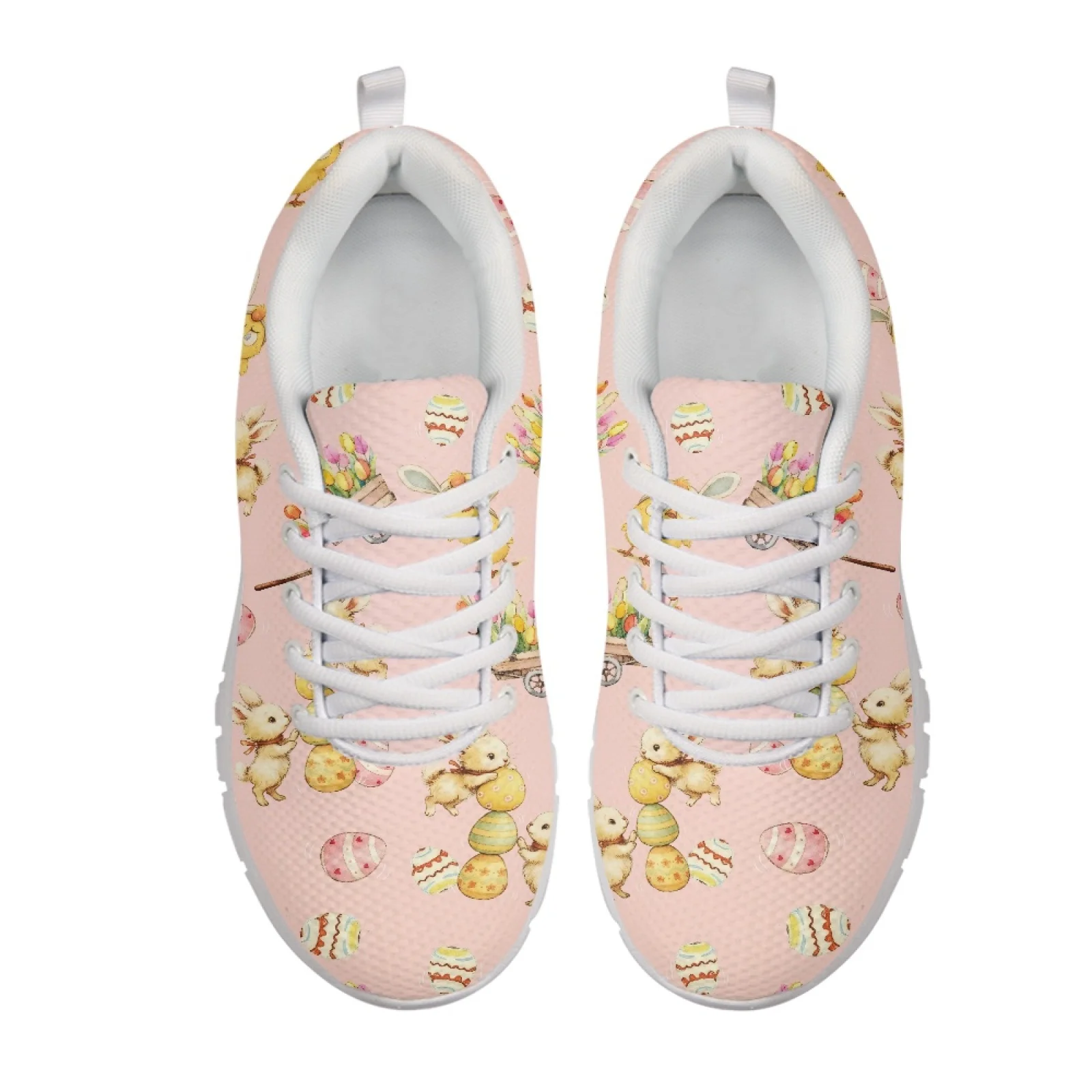 Coloranimal Easter Dinosaur Egg Print Mesh EVA Sole Women Sneakers Running Walking Shoes Lace up Fitness Sneaker New Design