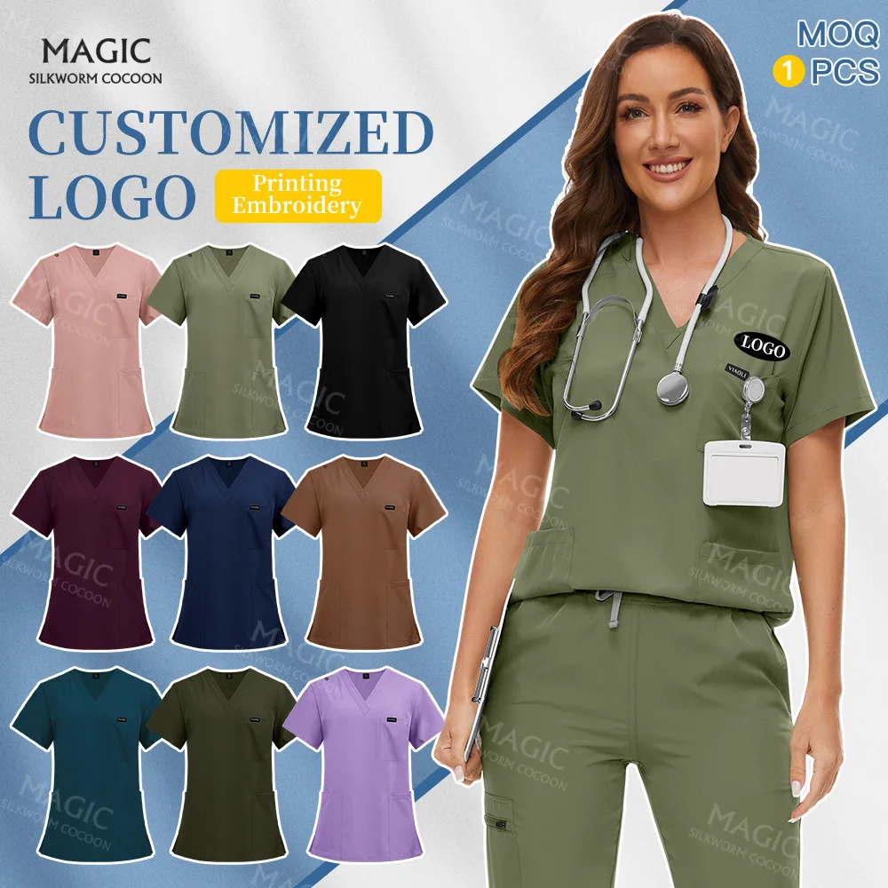 Customized Logo Multicolor Beauty Salon Spa Uniforms Pet Scrubs Jogger Uniform Women Dental Clinic Doctor Nurse Surgical Uniform