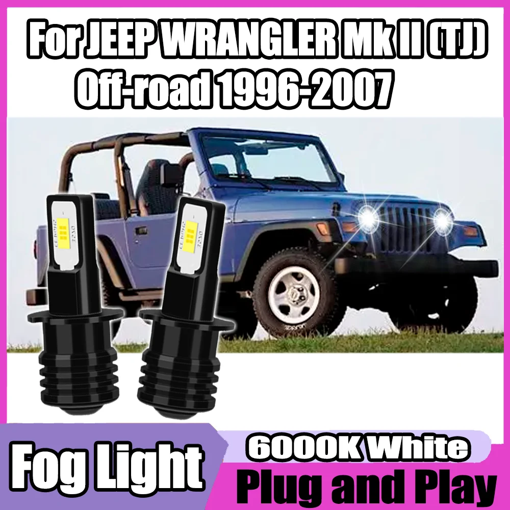 

2PCS 3570 CSP Chips 90W Car LED Front Fog Light 6000K Super Bright White 12V 24V For JEEP WRANGLER Mk II (TJ) Off-road 1996-2007