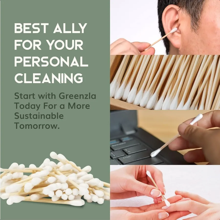 Confezione da 600 tamponi di cotone organico Tamponi per orecchie ipoallergenici naturali biodegradabili senza cloro CrueltyFree Viene forniti con EcoFriendly Ho