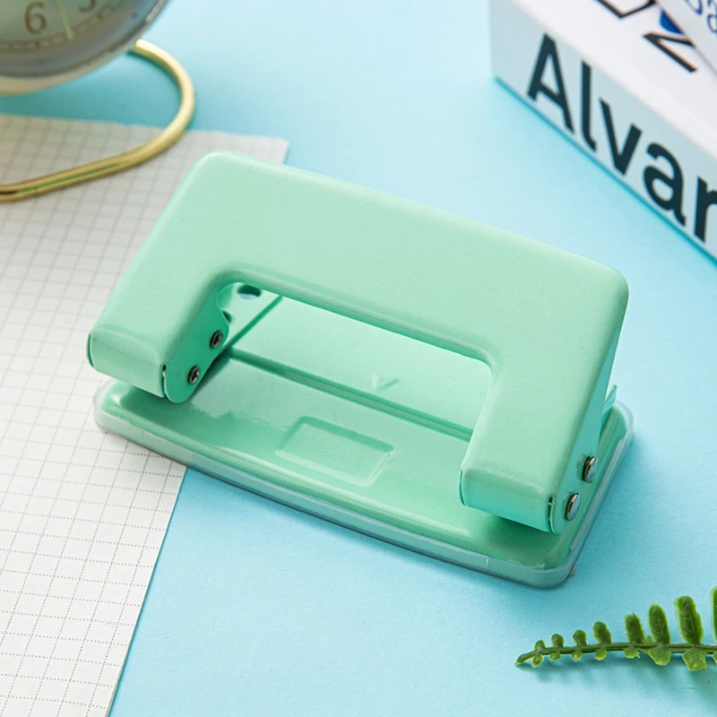 Portable Paper Hole Puncher with Chip Storage Tray Double Hole Tool 10 Sheets Capacity for Binding Album