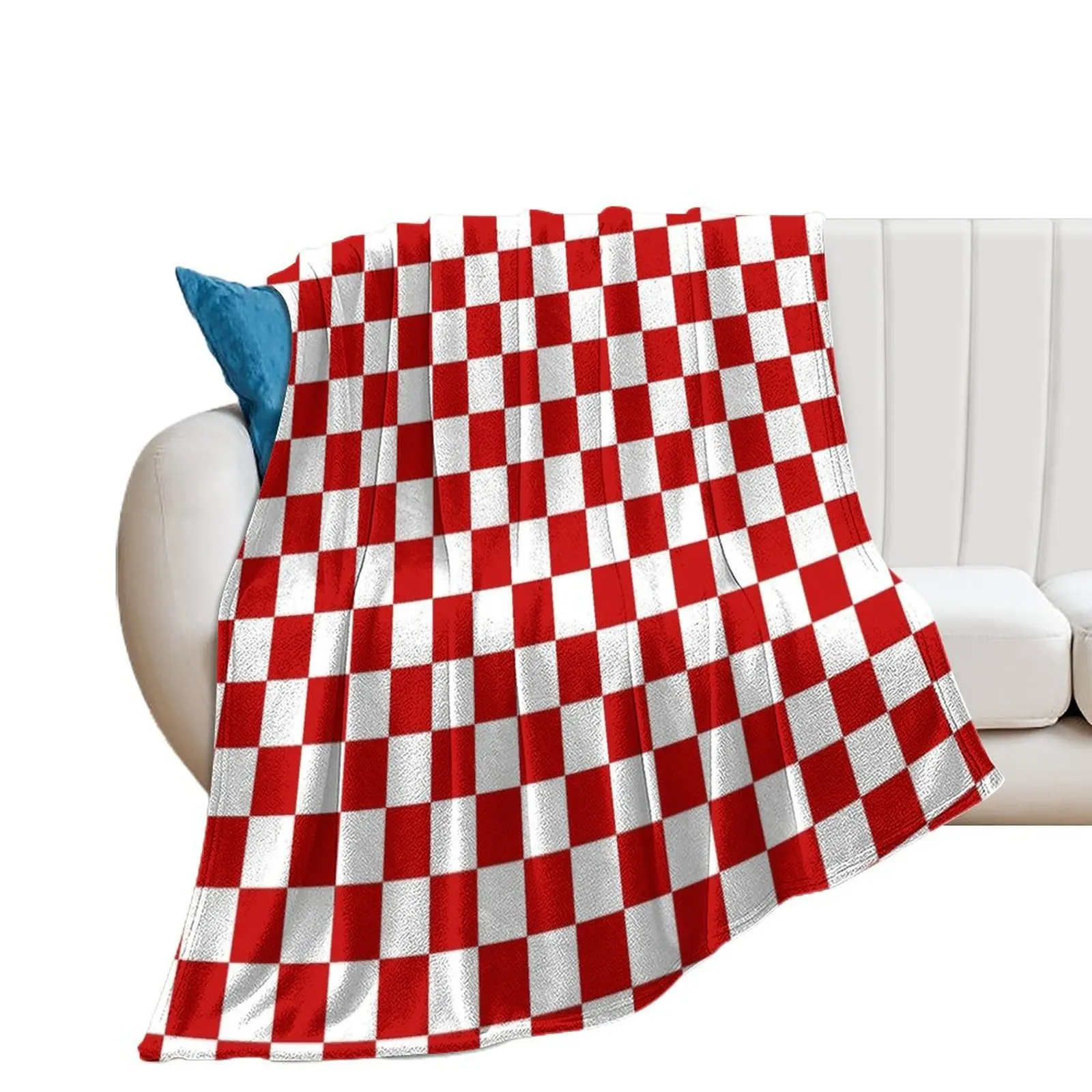 

Cherry Red And White Checkerboard Pattern Throw Blanket anime Hairy Single Blankets