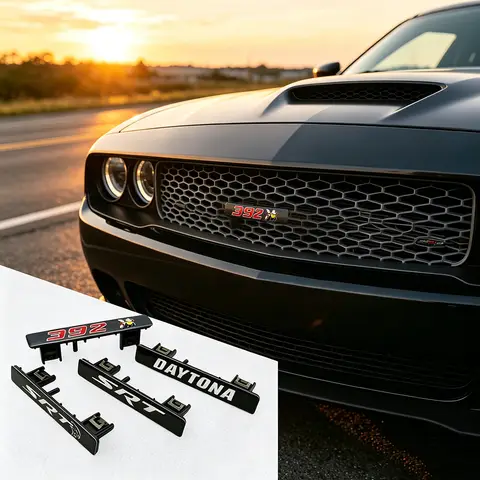 Clip On Front Grille Badge For Dodge Challenger SRT Demon 392 Scat Pack Bee DAYTONA Emblem Muscle Car Modification Accessories