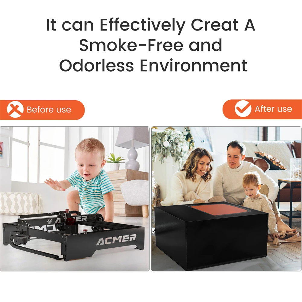 ACMER Laser Engrave Enclosure Fireproof and Dustproof Protective Cover Smoke Eye Protection Vent with Exhaust Fan and Pipe Fits