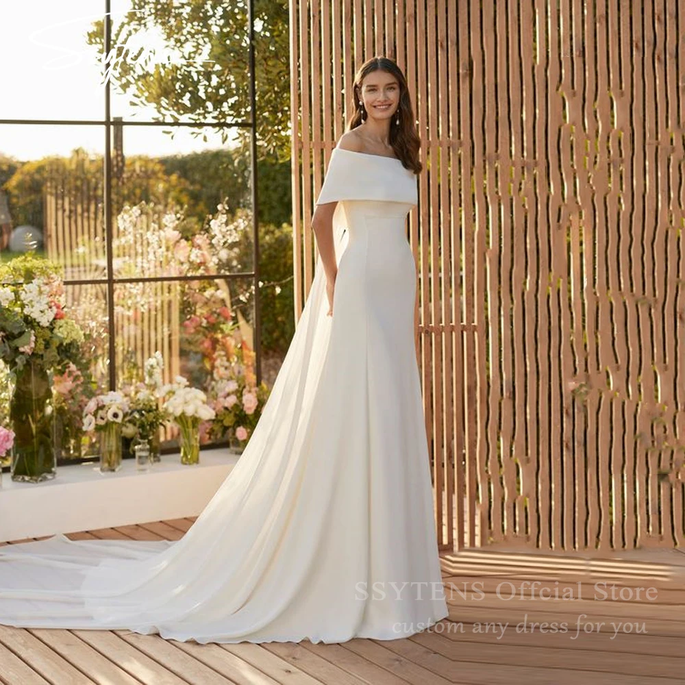 

SSYTENS Elegant 2 In 1 Wedding Dresses Woman Formal Bride Dress Long Sweep Train Bridal Gown Vestidos De Novia Customized Mariée