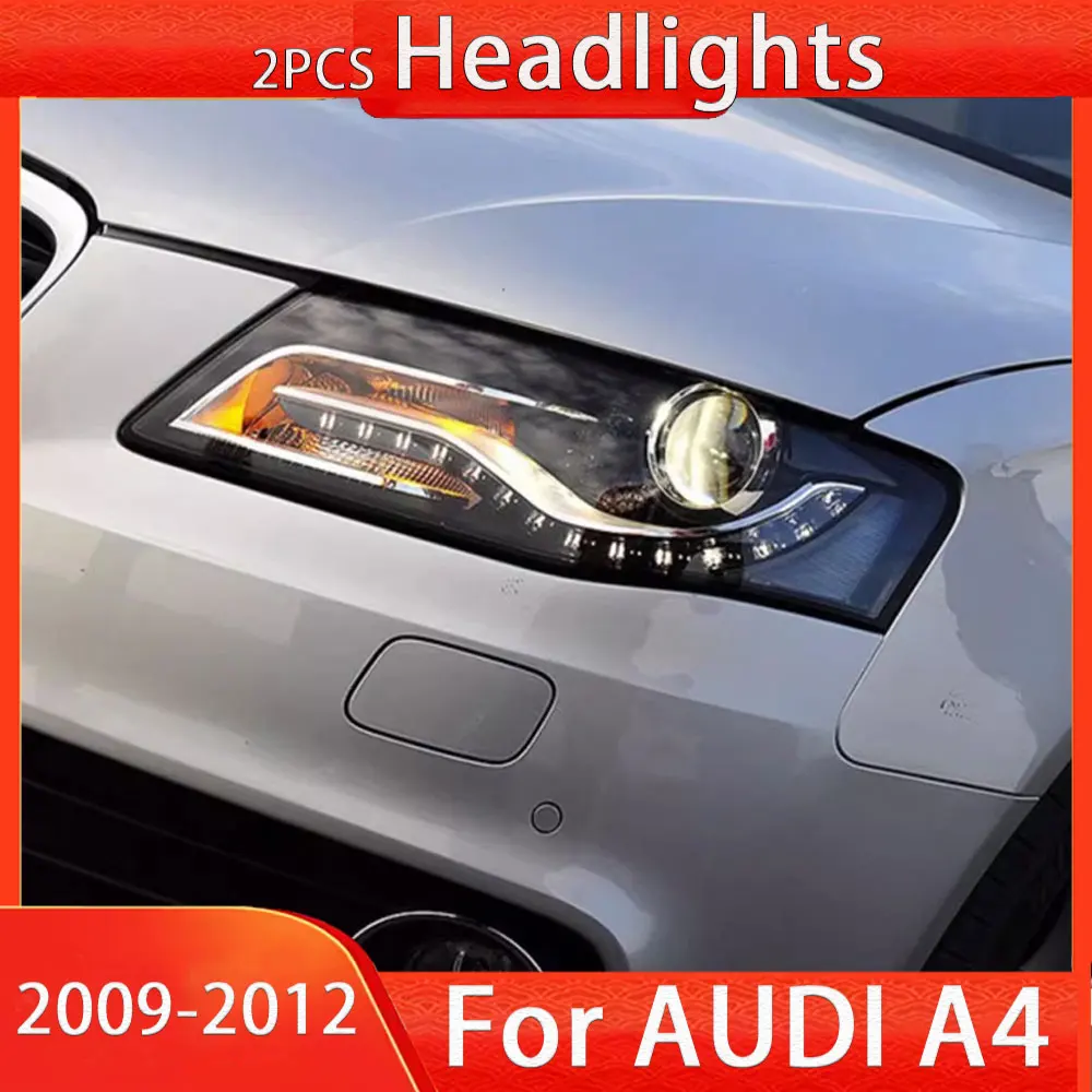 Car Lights for Audi A4 LED Headlight 2009 2010 2011 2012 Headlights A4L DRL Turn Signal High Beam Angel Eye Projector Lens