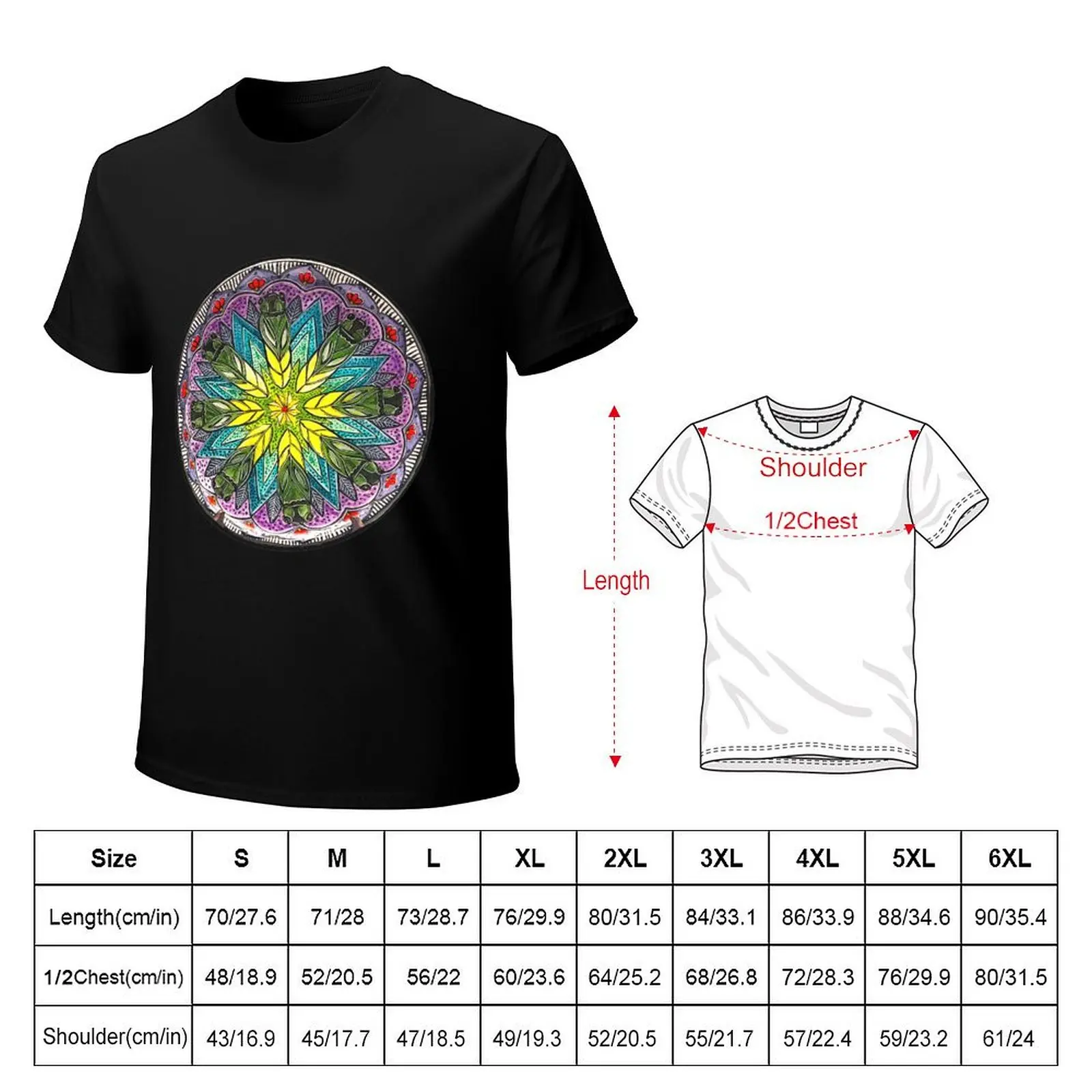 Green Summer Cicada Mandala T-shirt kawaii clothes cute tops heavyweights hippie clothes designer t shirt men