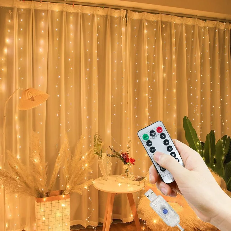 3/6M LED String Lights Christmas Decoration Remote Control USB Wedding Garland Curtain Lights Bedroom Light Bulbs Fairy Lights