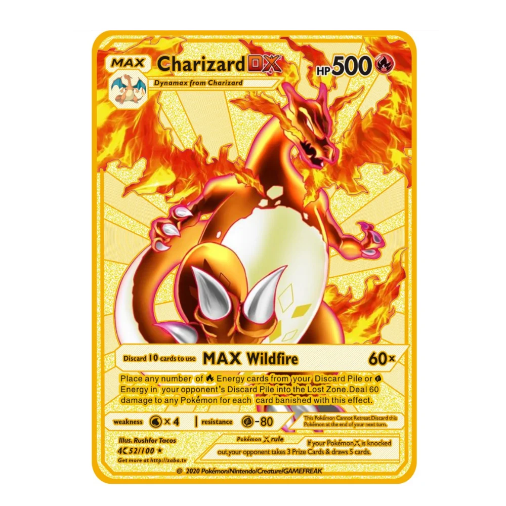 35 style English Sale well pokemon metal card vmax gx ex original pikachu charizard gold game collection cards