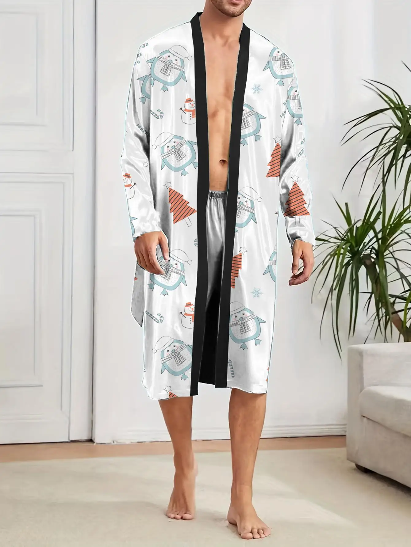 1pcs Men's Robes 2026 Spring/Summer Funny pajamas robe Breathable Shower robe 3D Printed Bathrobe men Graphic bath robe