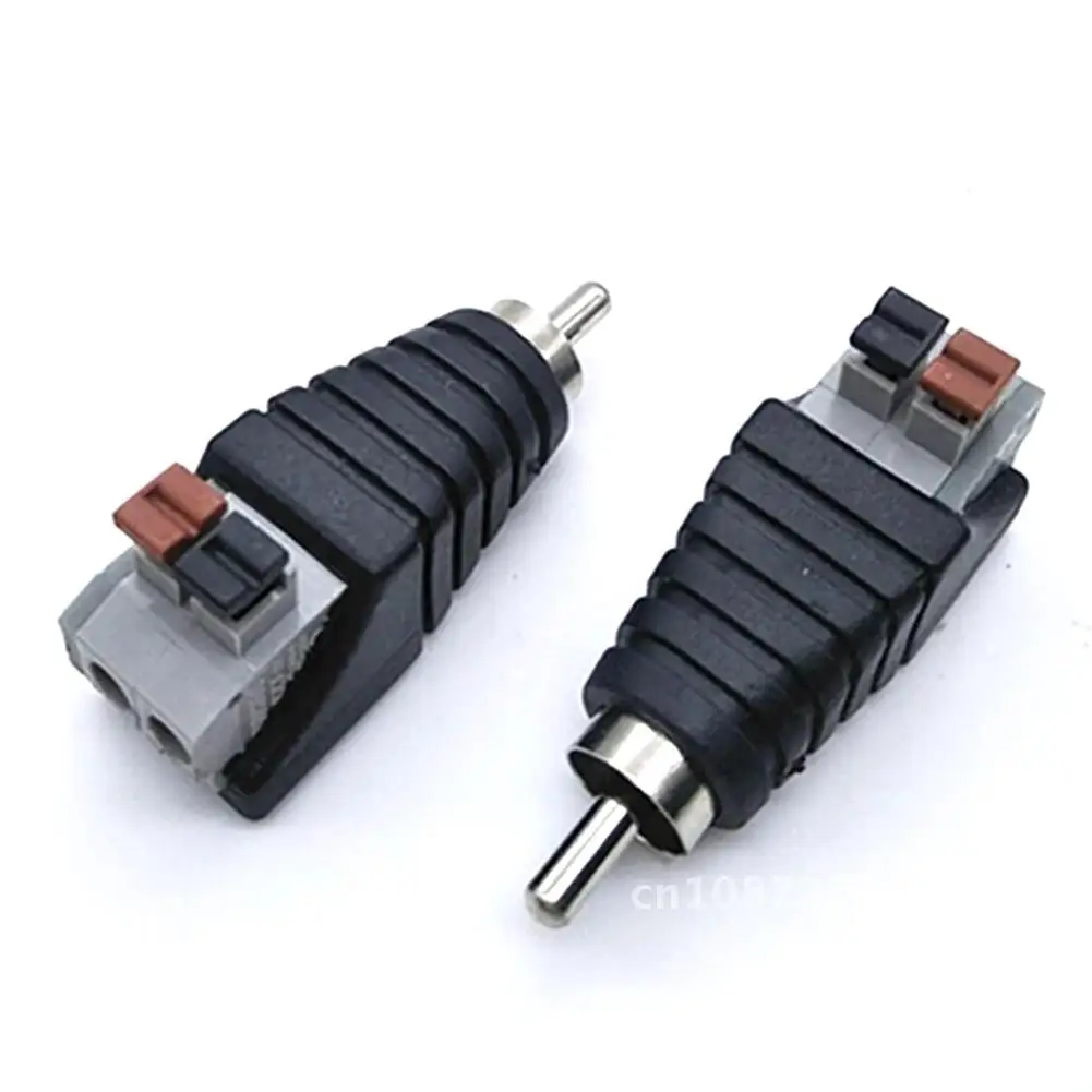 

2pcs Audio Coaxial Adapter Signal Conversion Transducer Wire Speaker AV To Press Type Light Male Connector Jack Plug Monitoring