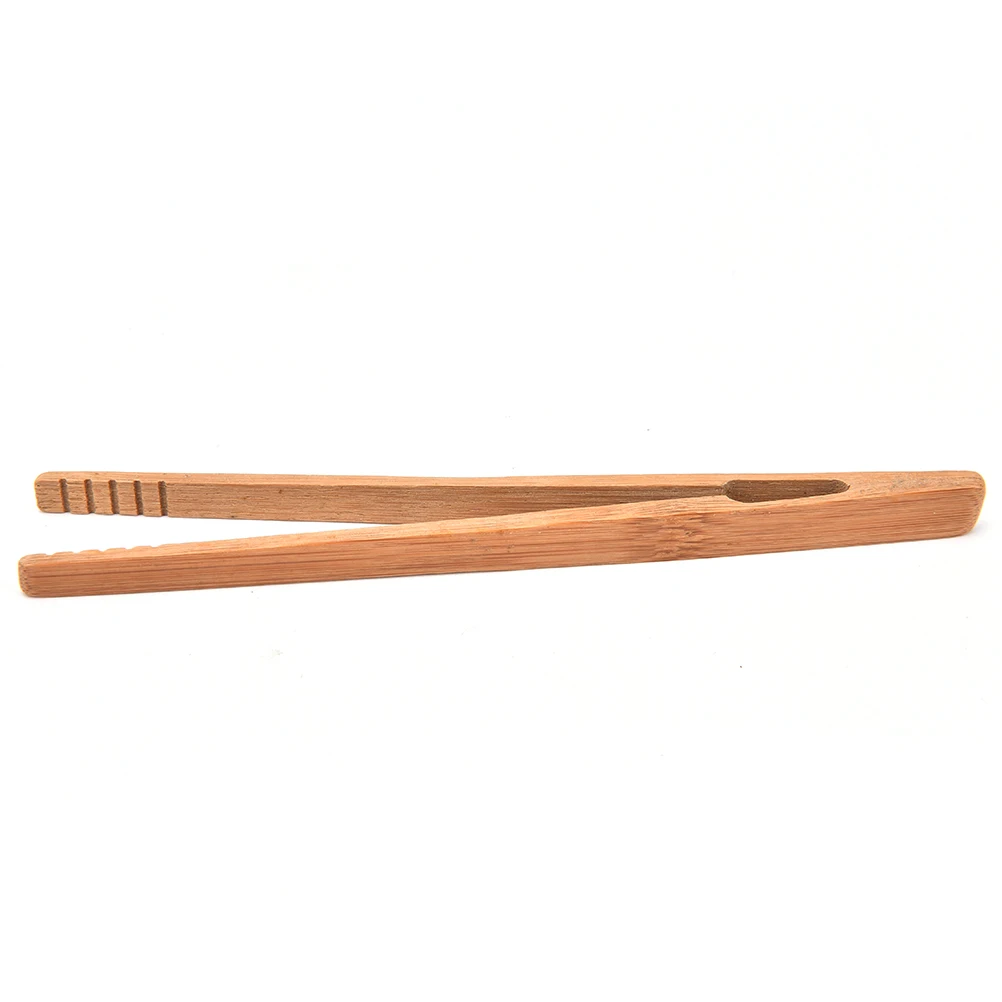 Practical Textured Bamboo Kongfu Tea Utensil Tweezers 14.5cm Wood Color